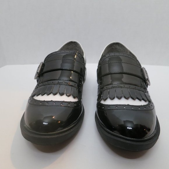 Women’s Rocket Dog Horace 8M Black White Patent Leather Oxford w Buckle - Picture 4 of 14